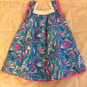 Lilly Pulitzer Blue & Pink My Fans Dress 4T